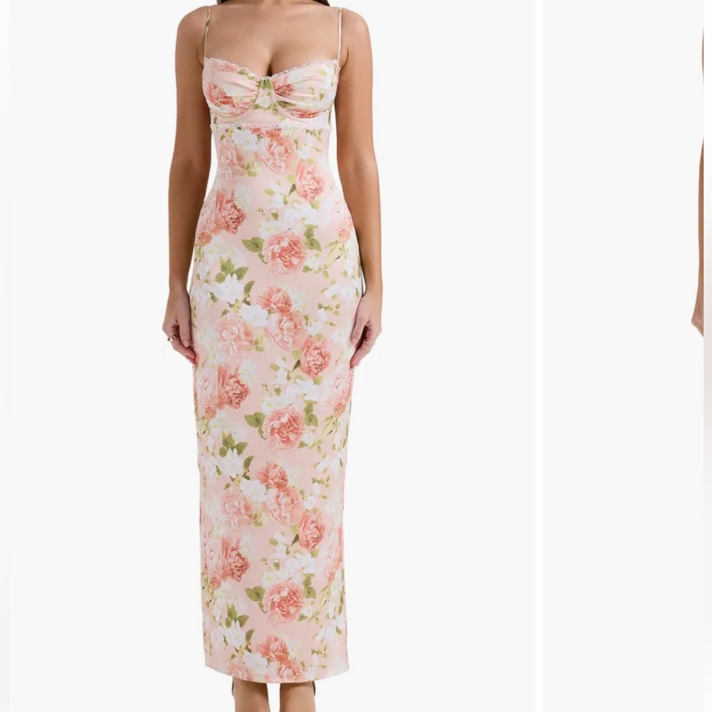 House of CB Floral Maxi Dress - Pink and Green